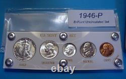 1946 MINT SILVER SET of U. S. COINS LUSTROUS BRILLIANT UNCIRCULATED