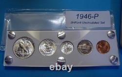 1946 MINT SILVER SET of U. S. COINS LUSTROUS BRILLIANT UNCIRCULATED