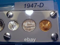 1947-D MINT SILVER SET U. S. COINS LUSTROUS CHOICE to GEM BRILLIANT UNCIRCULATED