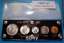 1947 MINT SILVER SET of U. S. COINS LUSTROUS CHOICE- GEM BRILLIANT UNCIRCULATED A