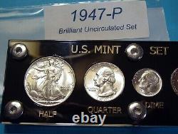 1947 MINT SILVER SET of U. S. COINS LUSTROUS CHOICE- GEM BRILLIANT UNCIRCULATED A