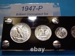 1947 MINT SILVER SET of U. S. COINS LUSTROUS CHOICE- GEM BRILLIANT UNCIRCULATED A