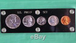 1950 5 Coin Proof Set in Acrylic Holder with Silver Franklin Half Quarter Dime