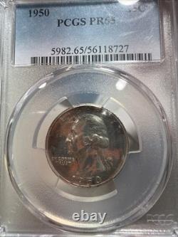 1950 PCGS Proof set Pr 63, 65, 65, 64, 64 RB Toning On Silver Coins
