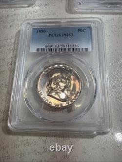 1950 PCGS Proof set Pr 63, 65, 65, 64, 64 RB Toning On Silver Coins