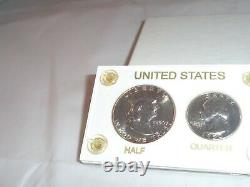1950 US 5 Coin Proof Set Silver Franklin Half Dollar 50c 25c 10c 5c 1c Toned