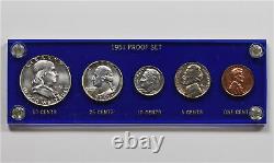 1951 1C, 5C, 10C, 25C, & 50C UNC Silver Proof Set in Blue Plastic Holder
