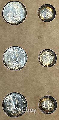 1951 US Mint Set in Wayte Raymond Board 15 Coins, Toning