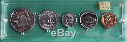 1951 United States 5 Coin Proof Set Silver Coins Displayed in Acrylic Holder