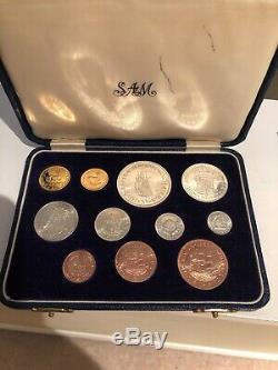 1952 SOUTH AFRICA GOLD 1 & 1/2 Gold Pound & SILVER George VI 11 COIN SET PROOF