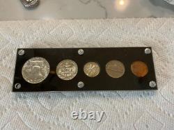 1953 5 Coin US Mint Silver Proof Set Gem Coins in White Capital Holder