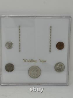 1953 US Mint Silver Proof Set In Hard Plastic Holder WEDDING YEAR