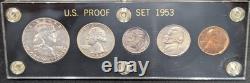 1953 U. S. MINT PROOF SET in Black Capitol Holder 5 coins (3 are 90% silver)