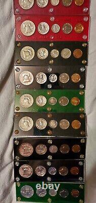 1954-1964 Silver Proof Sets 90% Silver Coins In Holders 10 Year Run 11 Proof Set