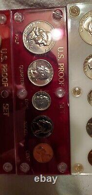 1954-1964 Silver Proof Sets 90% Silver Coins In Holders 10 Year Run 11 Proof Set