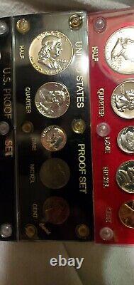 1954-1964 Silver Proof Sets 90% Silver Coins In Holders 10 Year Run 11 Proof Set