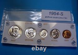 1954-S MINT SILVER SET of U. S. COINS LUSTROUS BRILLIANT UNCIRCULATED
