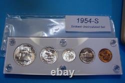1954-S MINT SILVER SET of U. S. COINS LUSTROUS BRILLIANT UNCIRCULATED