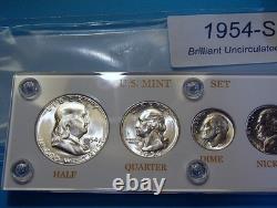 1954-S MINT SILVER SET of U. S. COINS LUSTROUS BRILLIANT UNCIRCULATED
