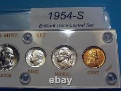 1954-S MINT SILVER SET of U. S. COINS LUSTROUS BRILLIANT UNCIRCULATED