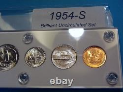 1954-S MINT SILVER SET of U. S. COINS LUSTROUS BRILLIANT UNCIRCULATED