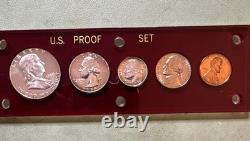 1955 PROOF SET IN CAPITAL HOLDER Cameo Franklin And More. 90 Silver