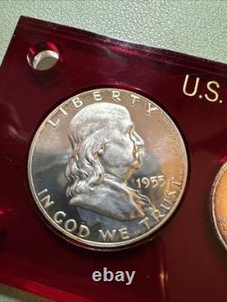1955 PROOF SET IN CAPITAL HOLDER Cameo Franklin And More. 90 Silver