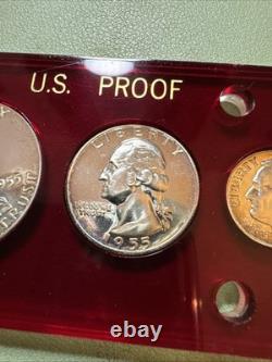 1955 PROOF SET IN CAPITAL HOLDER Cameo Franklin And More. 90 Silver