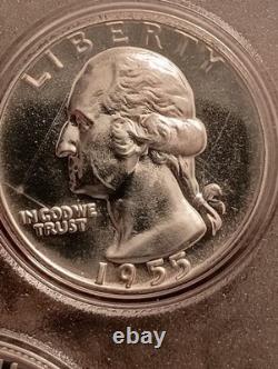 1955 P Proof Set Gem Quality, Silver Half, Quarter And Dime. Brilliant Unc Coins