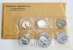 1955 P US Proof Set 3 Silver Coins 1c-50c Denominations Flat Pack Philadelphia