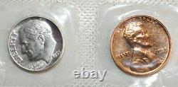 1955 P US Proof Set 3 Silver Coins 1c-50c Denominations Flat Pack Philadelphia