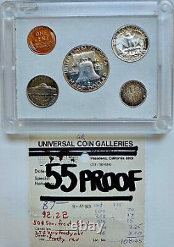 1955-P US Proof Set in Premium Plastic Case with Franklin Dollar, 90% Silver