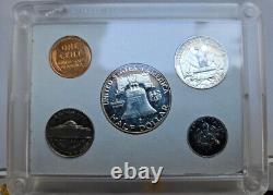 1955-P US Proof Set in Premium Plastic Case with Franklin Dollar, 90% Silver