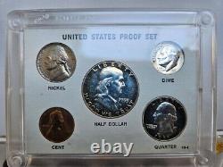 1955-P US Proof Set in Premium Plastic Case with Franklin Dollar, 90% Silver