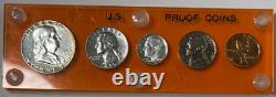 1955 Silver Proof Set In Orange Capital Holder 5 Coins 90% Silver Toning
