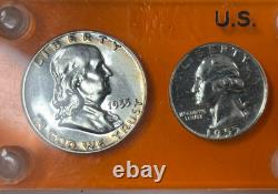 1955 Silver Proof Set In Orange Capital Holder 5 Coins 90% Silver Toning