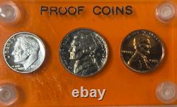 1955 Silver Proof Set In Orange Capital Holder 5 Coins 90% Silver Toning