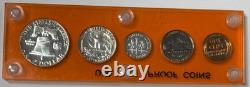 1955 Silver Proof Set In Orange Capital Holder 5 Coins 90% Silver Toning