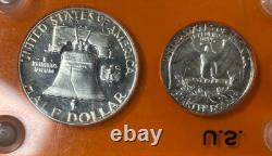 1955 Silver Proof Set In Orange Capital Holder 5 Coins 90% Silver Toning
