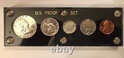 1955 US Silver Proof Set in Black Lucite Display case Nice Set