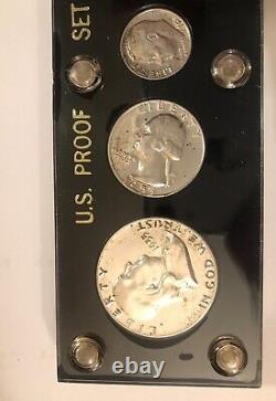 1955 US Silver Proof Set in Black Lucite Display case Nice Set