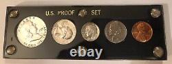 1955 US Silver Proof Set in Black Lucite Display case Nice Set