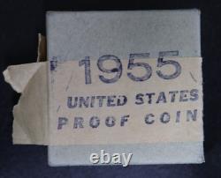 1955 US Silver Proof Set in Original Box & Packaging 1c-50c Gorgeous BU Coins