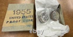 1955 original silver PROOF SET, US MINT BOX and cellophane, half looks cameo