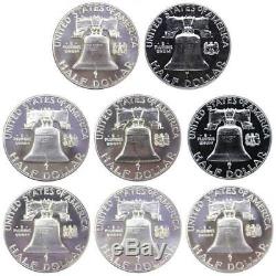1956-1963 Franklin Proof Half Dollar Run 8 Coin Set 90% Silver US Coins