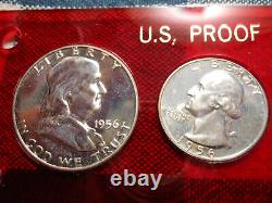 1956 US Proof Set with TYPE-1 FRANKLIN HALF DOLLAR 90% Silver SOME NICE TONING