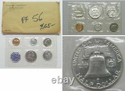 1956 United States Mint SILVER Proof Set with Type 1 Weak Eagle Half Dollar