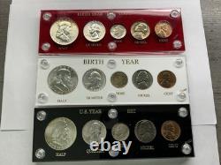 1957, 1958, 1959 Silver Birth Year Sets (3 Sets) in Capital Holder 090626 17trk 1957, 1958, 1959 Silver Birth Year Sets (3 Sets) in Capital Holder 090626 17trk