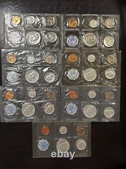 1958-1964 Lot of SEVEN (7) US Mint Silver Proof Sets in Cello Flat Pack