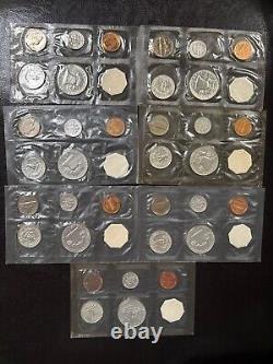 1958-1964 Lot of SEVEN (7) US Mint Silver Proof Sets in Cello Flat Pack